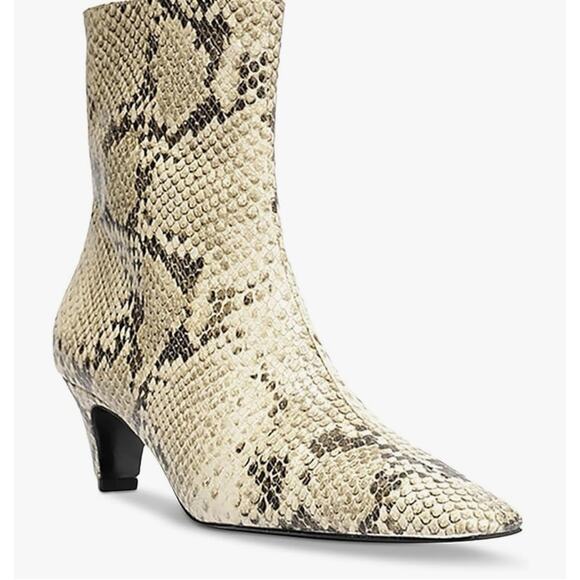 Schutz Womens Dellia Snake Print Leather Mid-Calf Boots US MSRP $198
